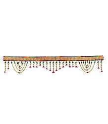 Cloth Door Toran with Beads - Decorative Door Hanging