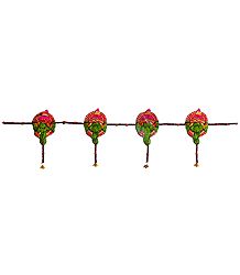 Hand Painted Hanging Ganesha with Beads - Perforated Leather Toran