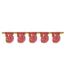 Shubh Labh on Glittered Card Paper Door Toran - (Decorative Door Hanging)