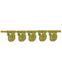 Shubh Labh on Glittered Card Paper Door Toran - (Decorative Door Hanging)