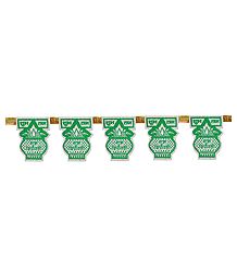 Shubh Labh on Glittered Card Paper Door Toran - (Decorative Door Hanging)
