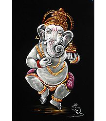 Dancing Ganesha with Modakam in Hand