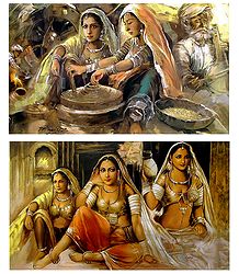 Rajasthani Women - Set of 2 Posters