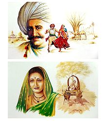Rural People of India - Set of 2 Unframed Posters