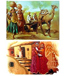 Rural People of India - Set of 2 Unframed Posters