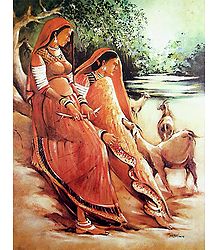 Village Women with Goats