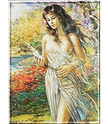 Bathing Beauty Holding Flower