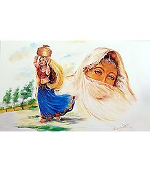 Beautiful Woman in Search of Water