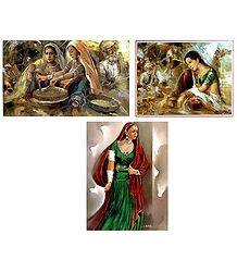 Rajasthani Beauties - Set of 3 Posters
