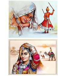 Rajasthani Women - Set of 2 Posters