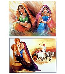 Rajasthani Ladies - Set of 2 Posters