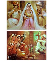 Rajasthani Beauties - Set of 2 Unframed Posters