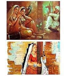Rajasthani Women - Set of 2 Unframed Posters