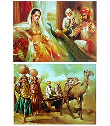 Rajasthani Women - Set of 2 Unframed Posters