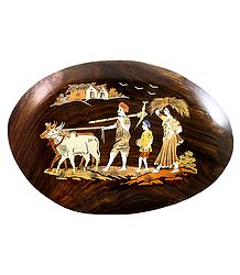 Farmer Family - Inlaid Rosewood Wall Hanging