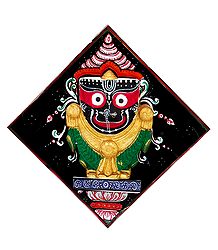 Wooden Jagannath on Hardboard - Wall Hanging