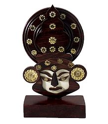Decorated Wooden Kathakali Face with Base