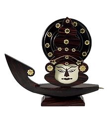 Decorated Wooden Kathakali Face on Boat
