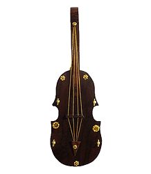 Wooden Violin with 4 Hooks Key Hanger - Wall Hanging