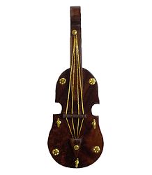 Wooden Violin with 3 Hooks Key Hanger - Wall Hanging