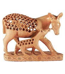 Carved Deer with Baby