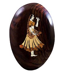 Woman Holding Flower - Inlaid Wood Wall Hanging