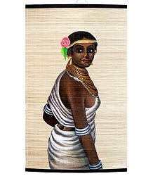 Tribal Beauty - Painting on Woven Bamboo Strands - Wall Hanging