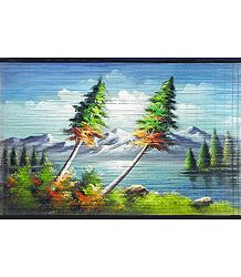Beauty of the Nature - Painting on Woven Bamboo Strands - Wall Hanging