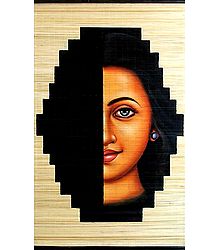 Womanhood - A Mystery - Painting on Woven Bamboo Strands - Wall Hanging