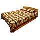 Multicolor Dancer and Animal Print on Light Yellow Cotton Double Bedspread with 2 Pillow Covers