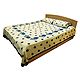 Blue Dot and Floral Print on Light Yellow Cotton Double Bedspread with 2 Pillow Covers
