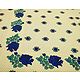 Blue Dot and Floral Print on Light Yellow Cotton Double Bedspread with 2 Pillow Covers