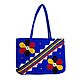 Flower Applique on Shoulder Bag with Two Zipped Pocket