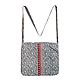 Black Print on White Cotton Shoulder Bag with One Zip Pocket