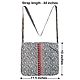 Black Print on White Cotton Shoulder Bag with One Zip Pocket