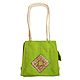 Green Appliqued Bag with Two Open Pockets and Two Zipped Pockets