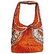 Dark Saffron Satin Bag with Bead and Sequin Work