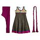 Printed Cotton Kurta with Magenta Churidar, Chunni and a Pair of Unstitched Sleeves