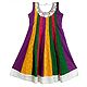 Multicolor Cotton Parsi Embroidered Kurta with White Lace Border, White Churidar and Chunni