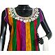 Multicolor Cotton Parsi Embroidered Kurta with White Lace Border, White Churidar and Chunni