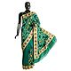 Dark Cyan Dupion Silk Saree with Paisley Embroidery