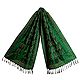 Dark Green Banarasi Tanchoi Stole with Leaf Design 