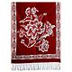Reversible Red and White Woolen Stole with Weaved Floral Design 