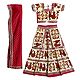 Multicolor Embroidery on Off-White Cotton Lehenga Choli with Red Dupatta and Elaborate Sequin Work